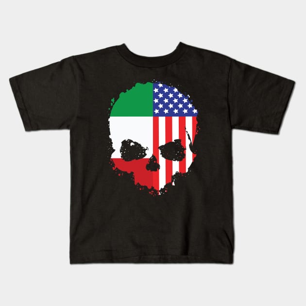 Italian American Pride Skull Kids T-Shirt by Rosemarie Guieb Designs